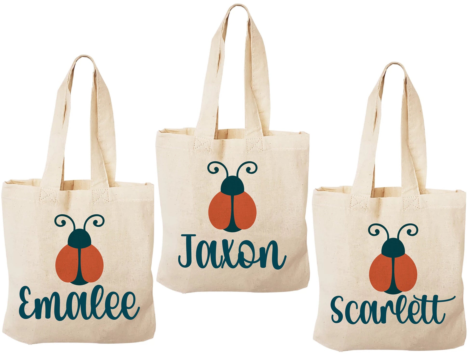Personalized Ladybug Party Favor Bags - Set of Three Bags