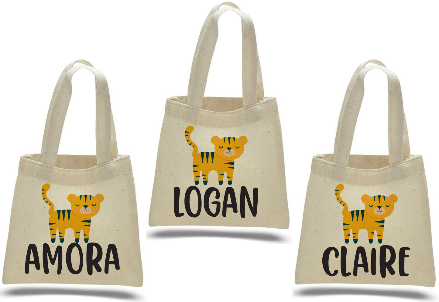 Personalized Tiger Party Favor Bag - Safari Jungle Treat Bags - Set of Three Bags