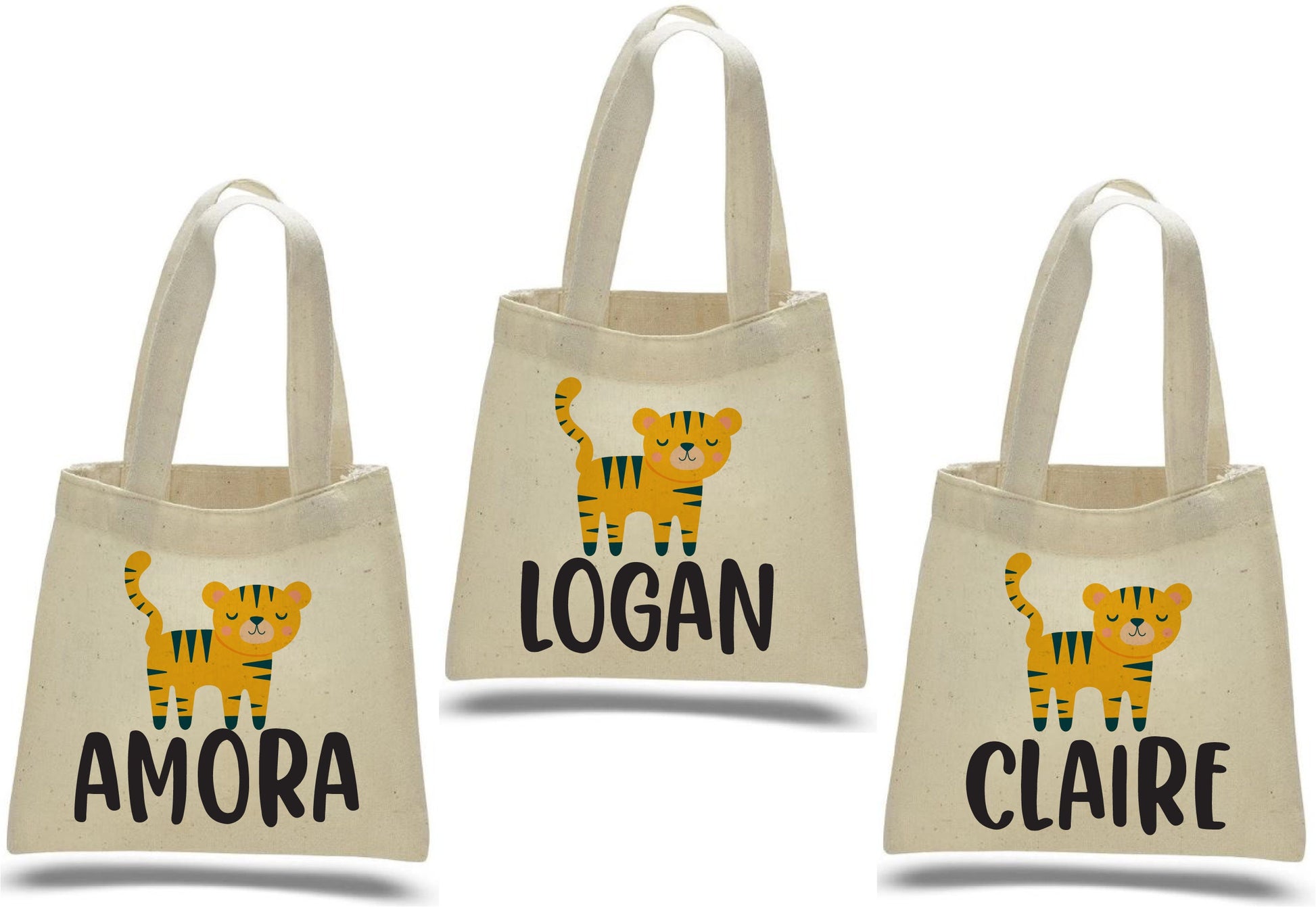 Personalized Tiger Party Favor Bag - Safari Jungle Treat Bags - Set of Three Bags