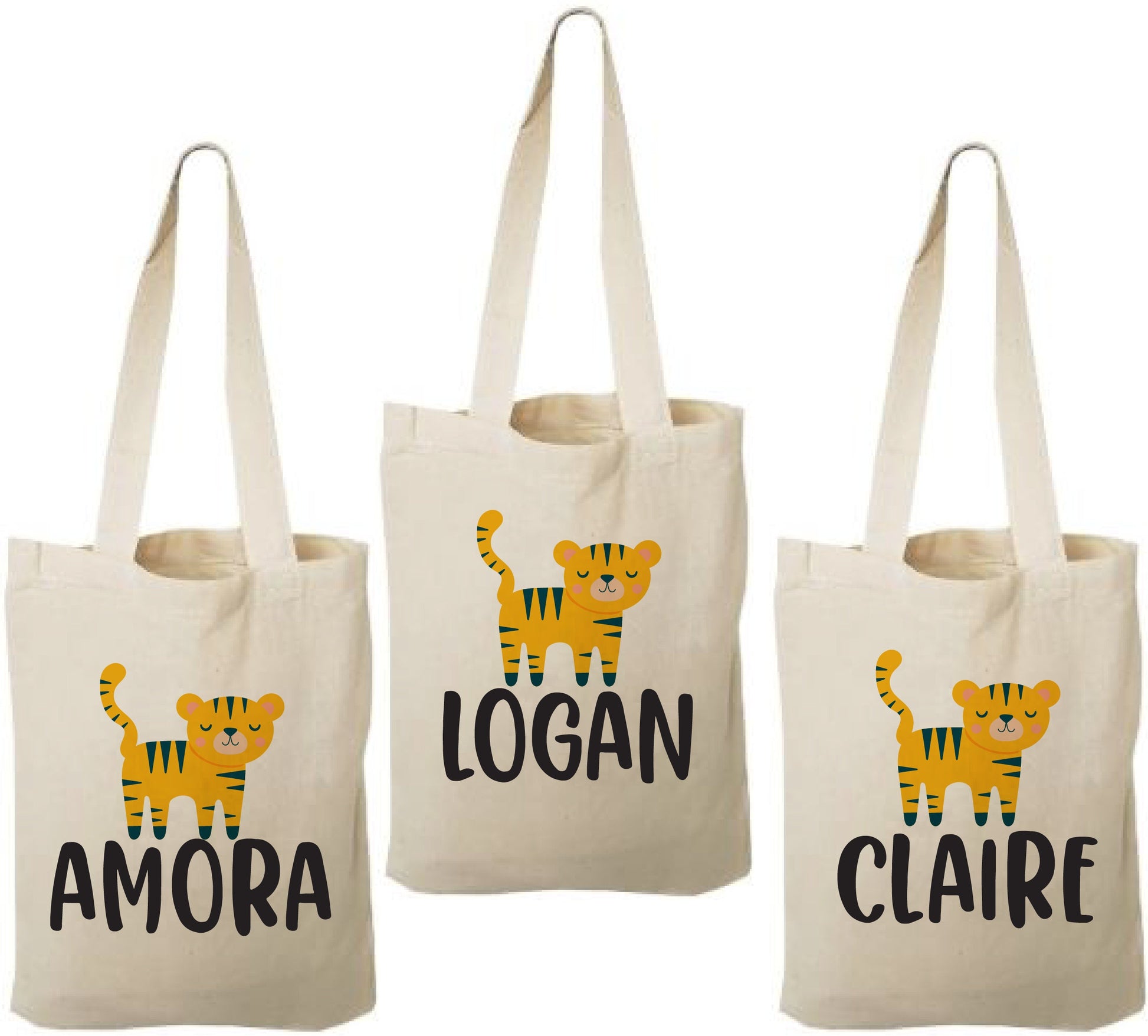 Personalized Tiger Party Favor Bag - Safari Jungle Treat Bags - Set of Three Bags
