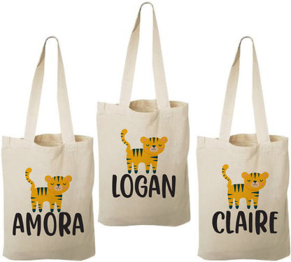 Personalized Tiger Party Favor Bag - Safari Jungle Treat Bags - Set of Three Bags