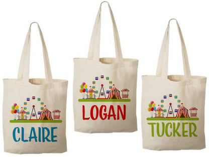 Personalized Carnival Party Favor Bags - Set of Three Bags