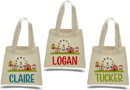 Personalized Carnival Party Favor Bags - Set of Three Bags