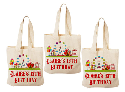 Custom Carnival Party Favor Bags - Perfect for Carnival or Circus Themed Parties and Events - Personalized with Event Details - Set of Three
