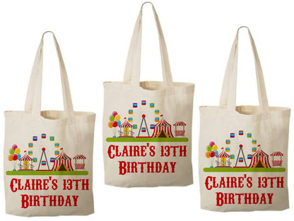 Custom Carnival Party Favor Bags - Perfect for Carnival or Circus Themed Parties and Events - Personalized with Event Details - Set of Three