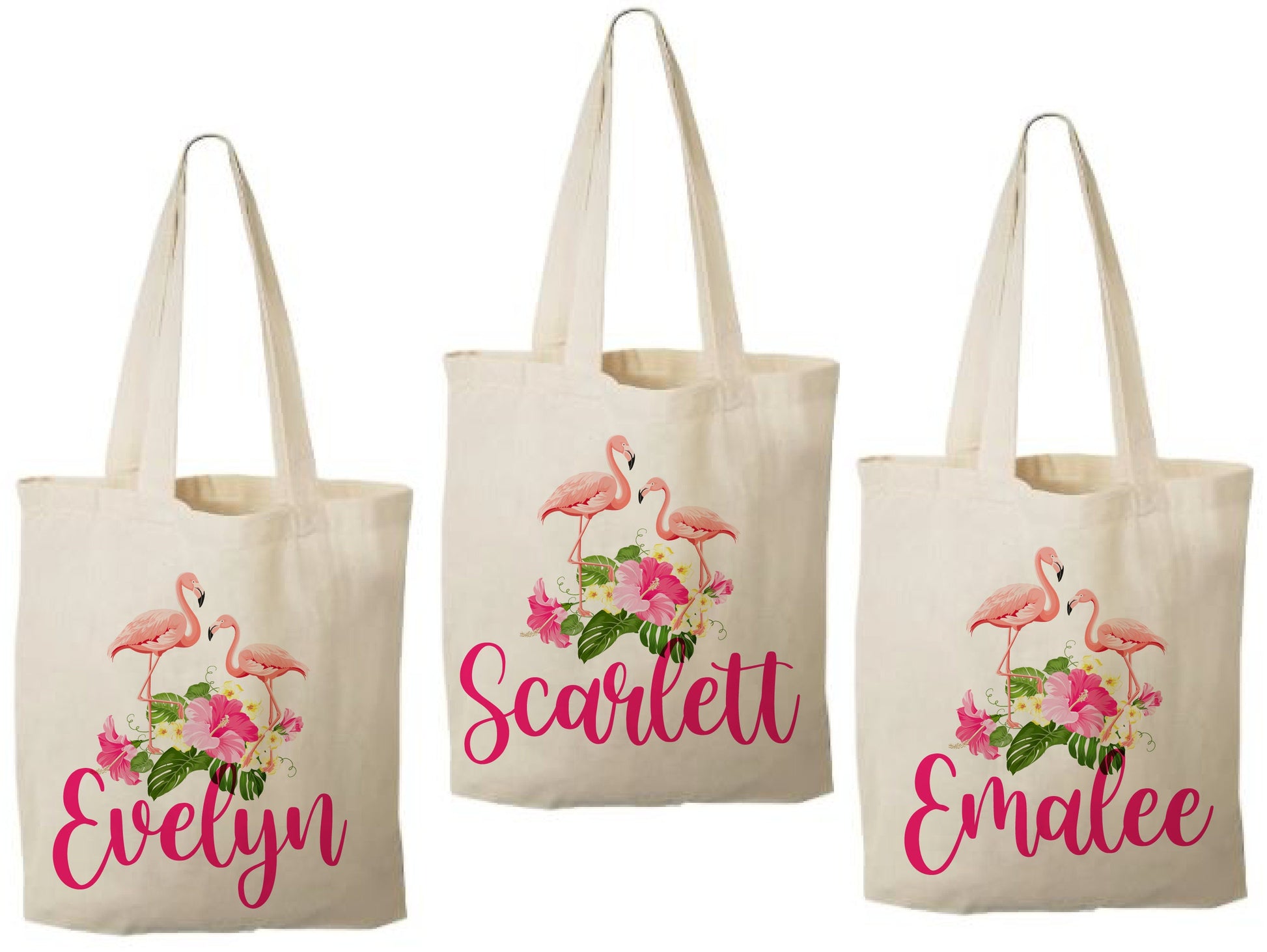 Custom Flamingo Party Favor Bags - Set of 3 Bags - Perfect for Flamingo Themed Parties & Events