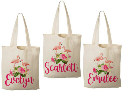 Custom Flamingo Party Favor Bags - Set of 3 Bags - Perfect for Flamingo Themed Parties & Events