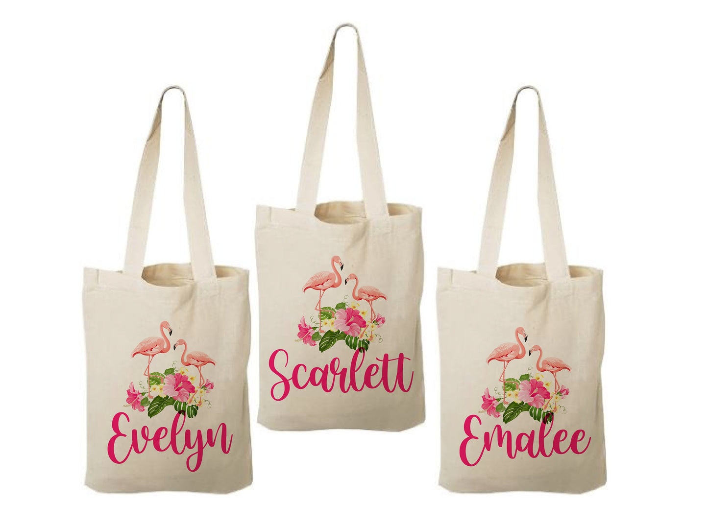 Custom Flamingo Party Favor Bags - Set of 3 Bags - Perfect for Flamingo Themed Parties & Events