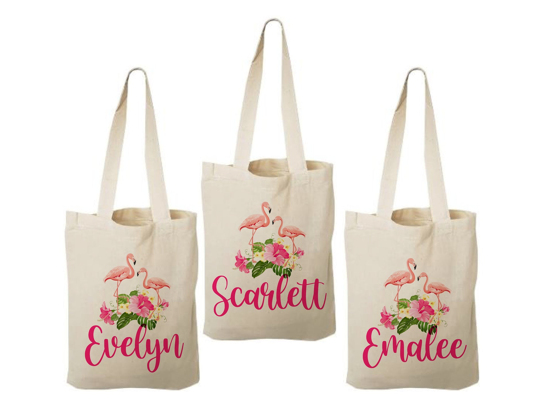 Custom Flamingo Party Favor Bags - Set of 3 Bags - Perfect for Flamingo Themed Parties & Events