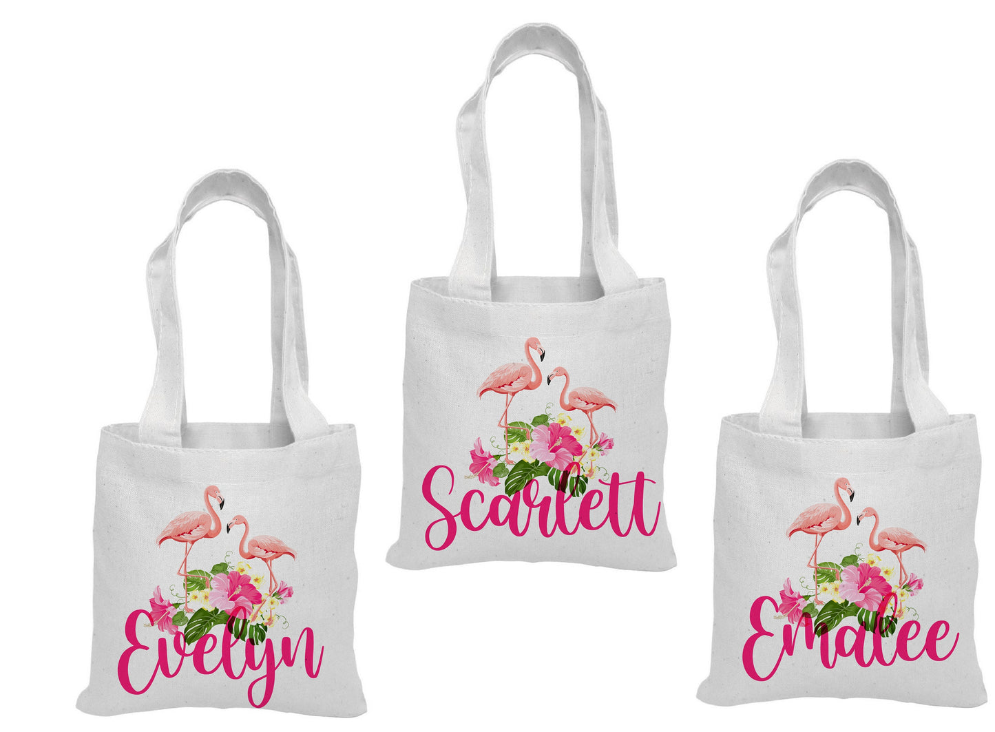 Custom Flamingo Party Favor Bags - Set of 3 Bags - Perfect for Flamingo Themed Parties & Events