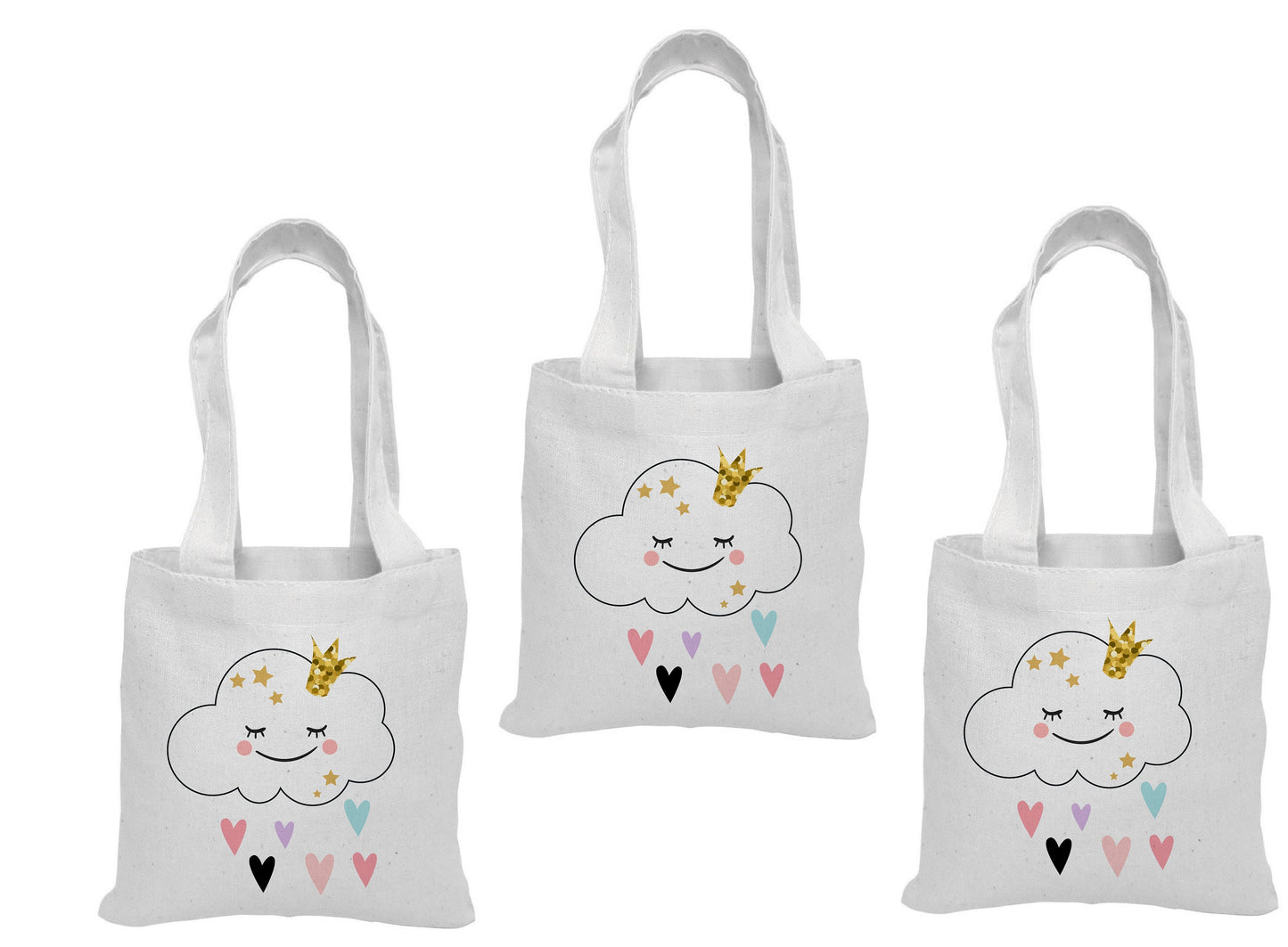 Cloud Party Favor Bags – Cotton Tote, Baby Shower, Set of 3