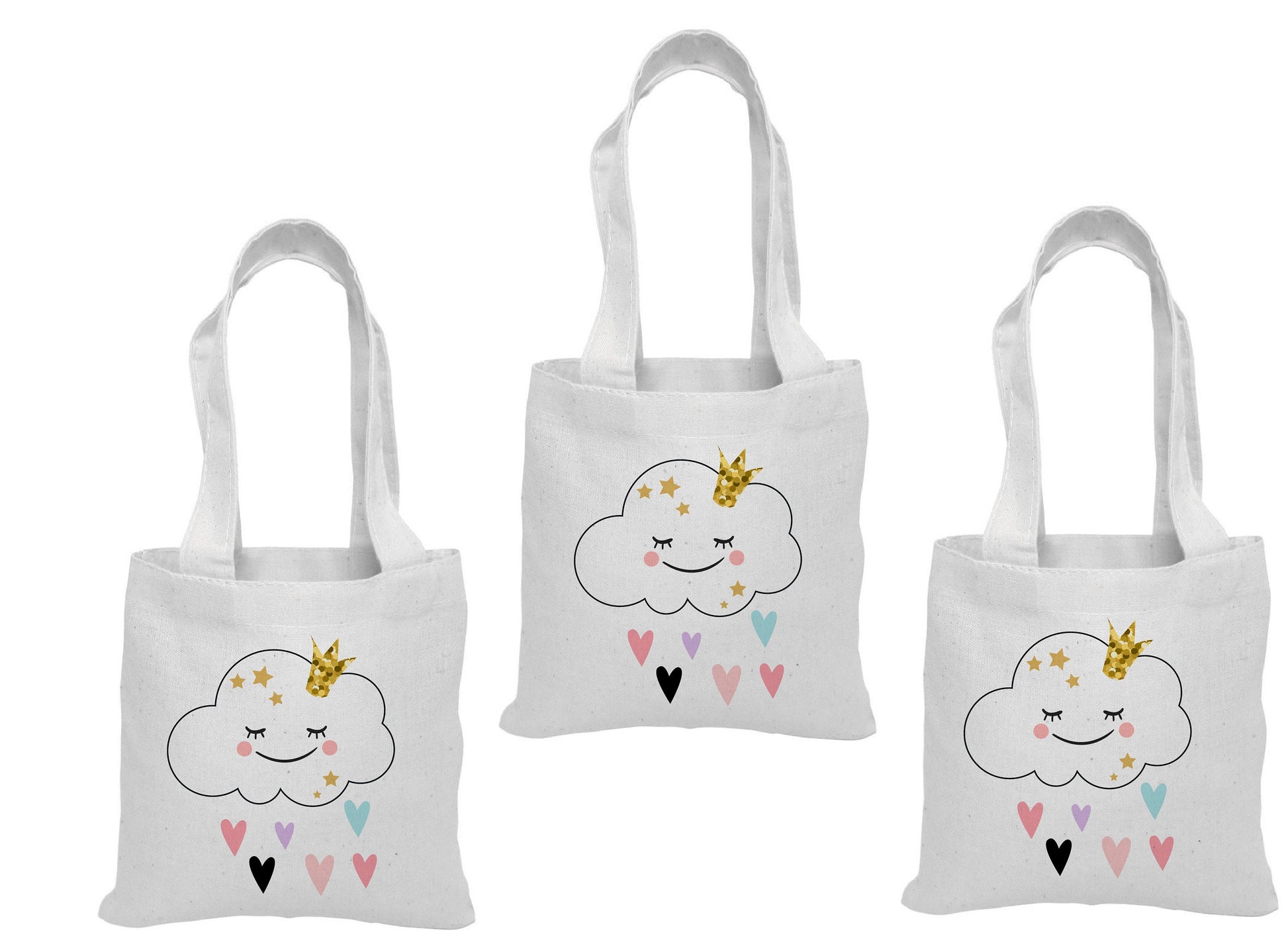 Cloud Party Favor Bags – Cotton Tote, Baby Shower, Set of 3