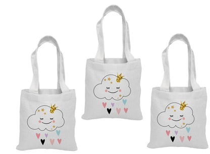 Cloud Party Favor Bags – Cotton Tote, Baby Shower, Set of 3
