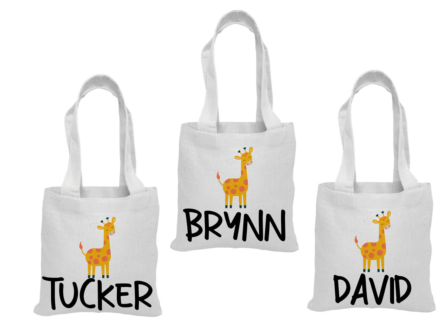 Personalized Giraffe Party Favor Bags - Set of Three Bags