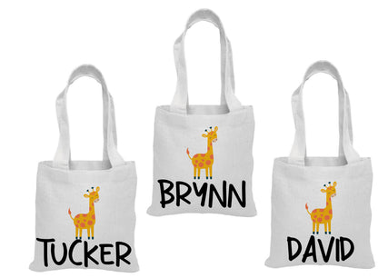 Personalized Giraffe Party Favor Bags - Set of Three Bags