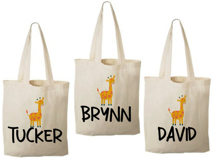 Personalized Giraffe Party Favor Bags - Set of Three Bags