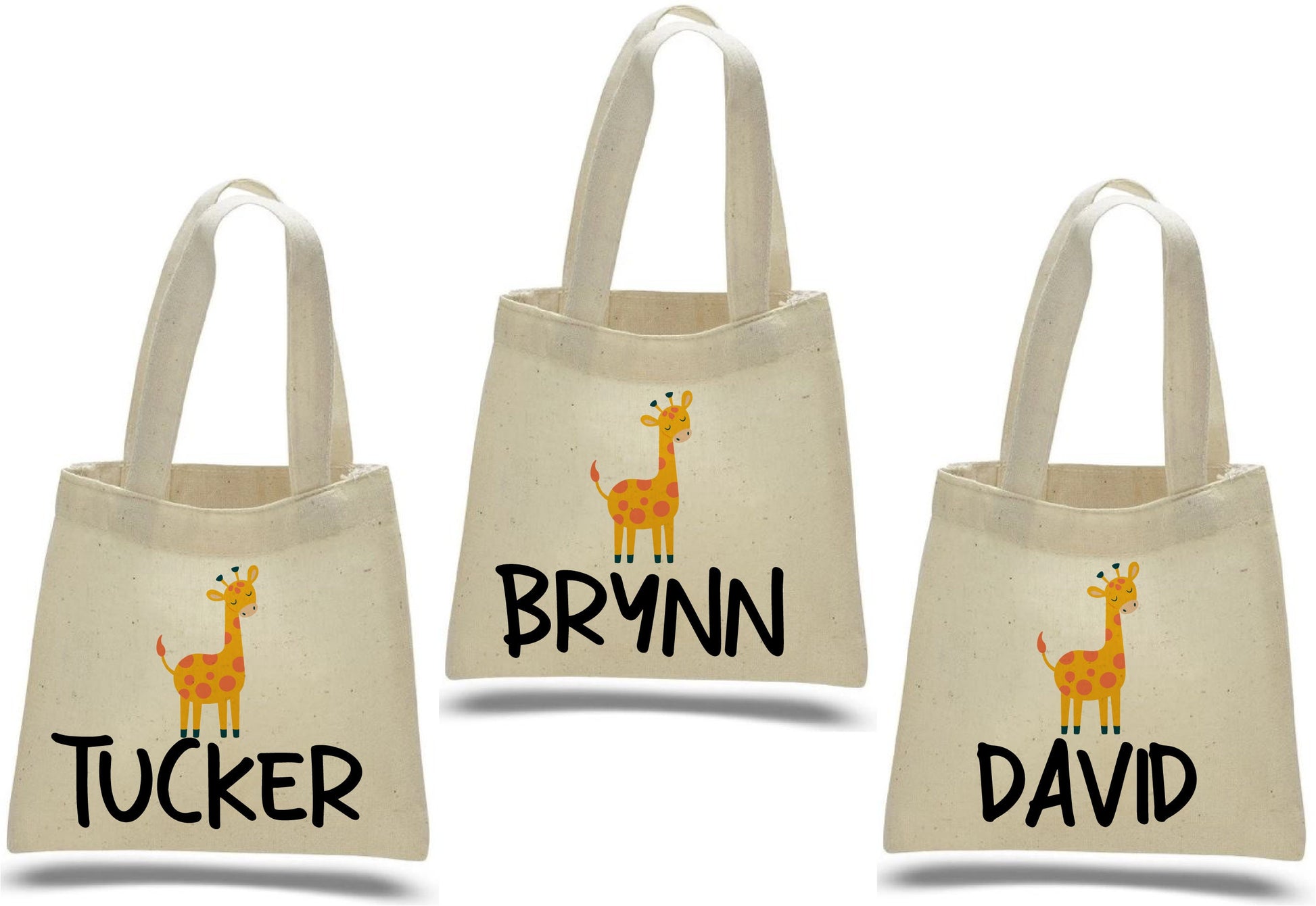 Personalized Giraffe Party Favor Bags - Set of Three Bags