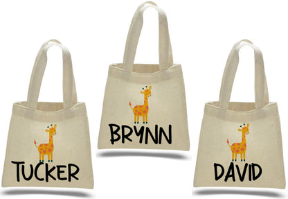 Personalized Giraffe Party Favor Bags - Set of Three Bags