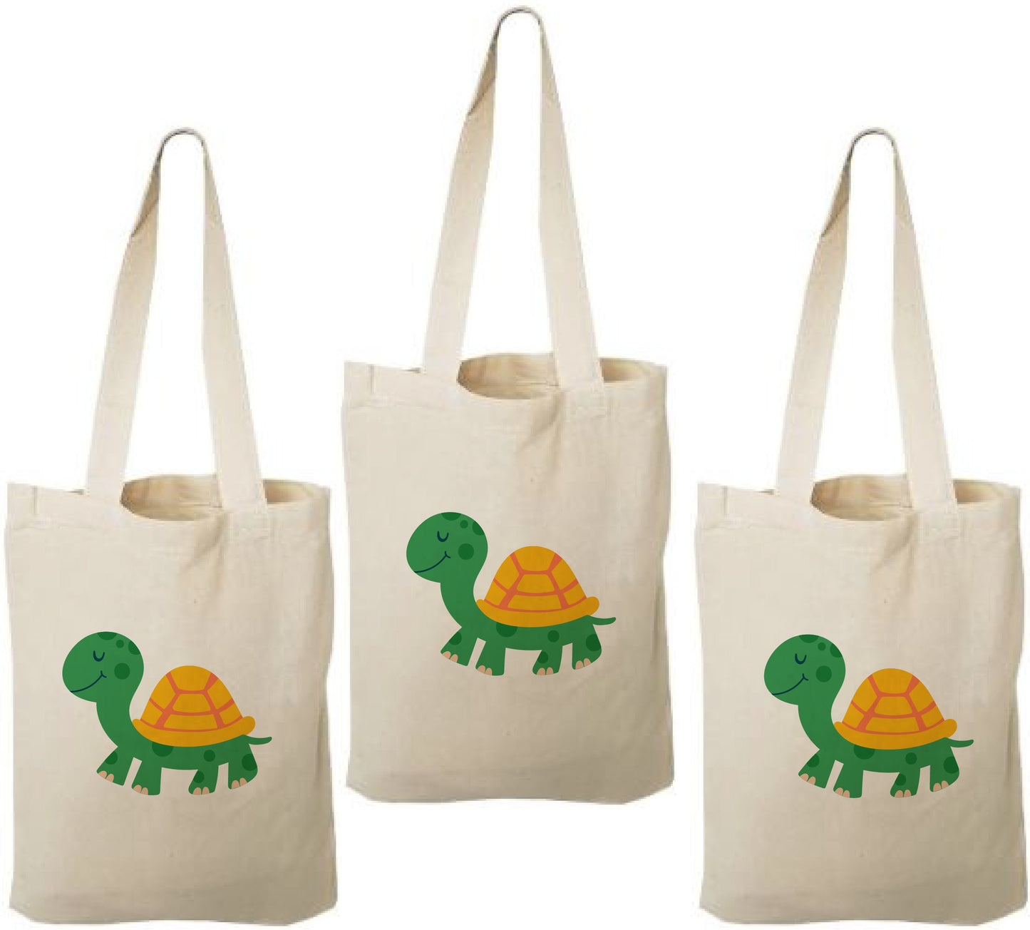 3 Turtle Party Favor Bags, Eco Cotton Goodie Bags