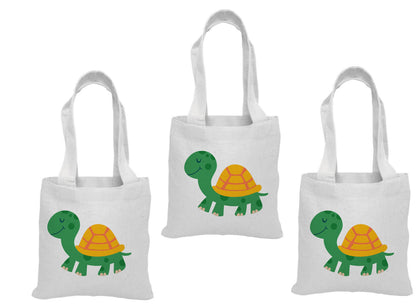3 Turtle Party Favor Bags, Eco Cotton Goodie Bags