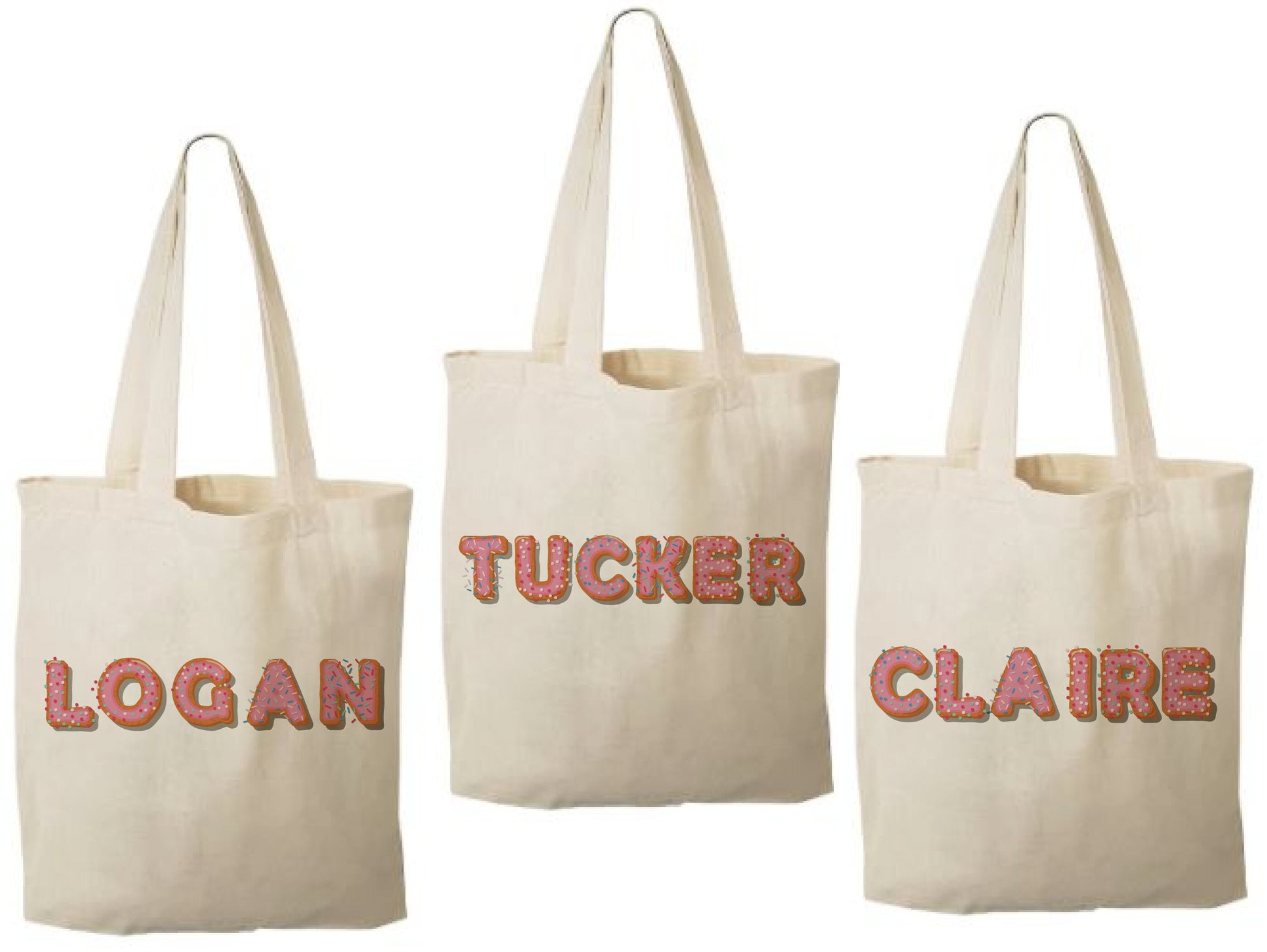 Personalized Donut Party Favor Bags - Set of Three Bags