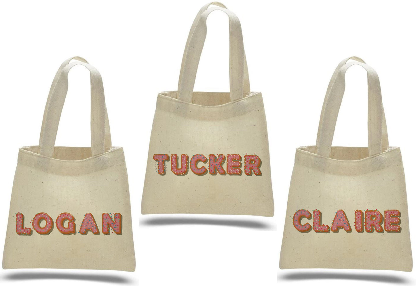 Personalized Donut Party Favor Bags - Set of Three Bags