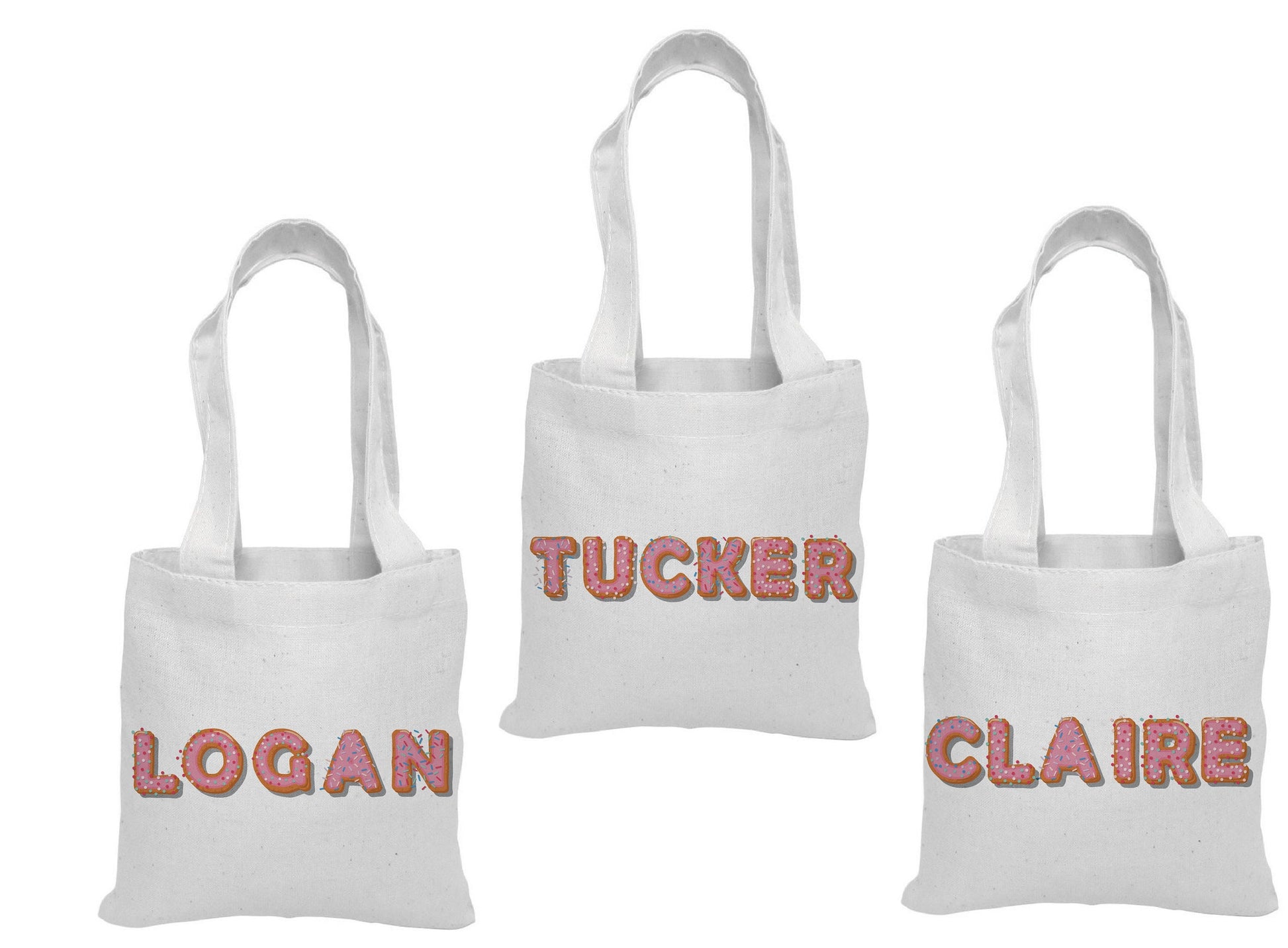 Personalized Donut Party Favor Bags - Set of Three Bags