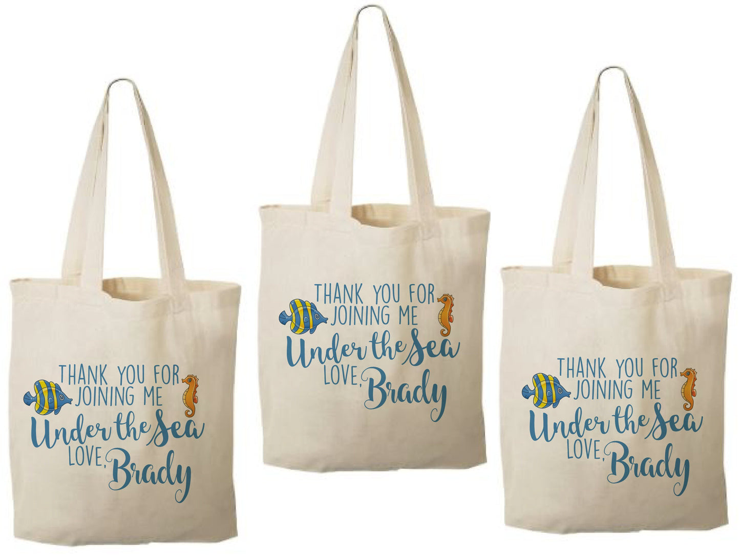 Custom Under The Sea Party Favor Bags - Set of Three Bags