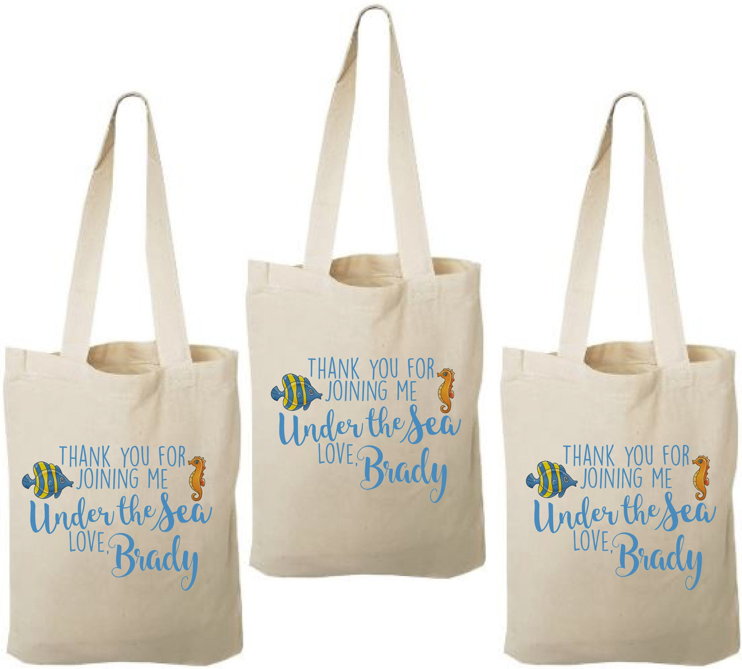 Custom Under The Sea Party Favor Bags - Set of Three Bags