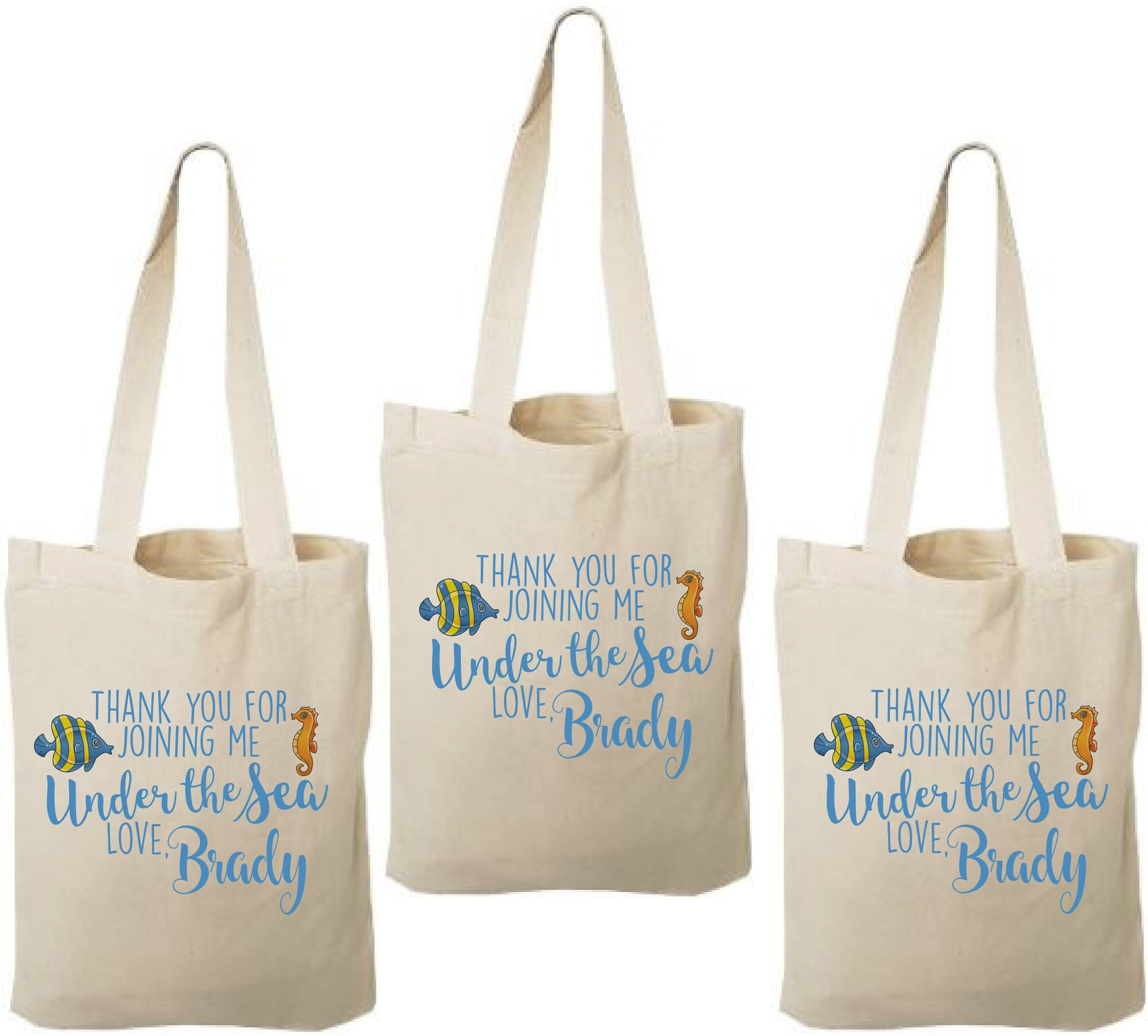 Custom Under The Sea Party Favor Bags - Set of Three Bags