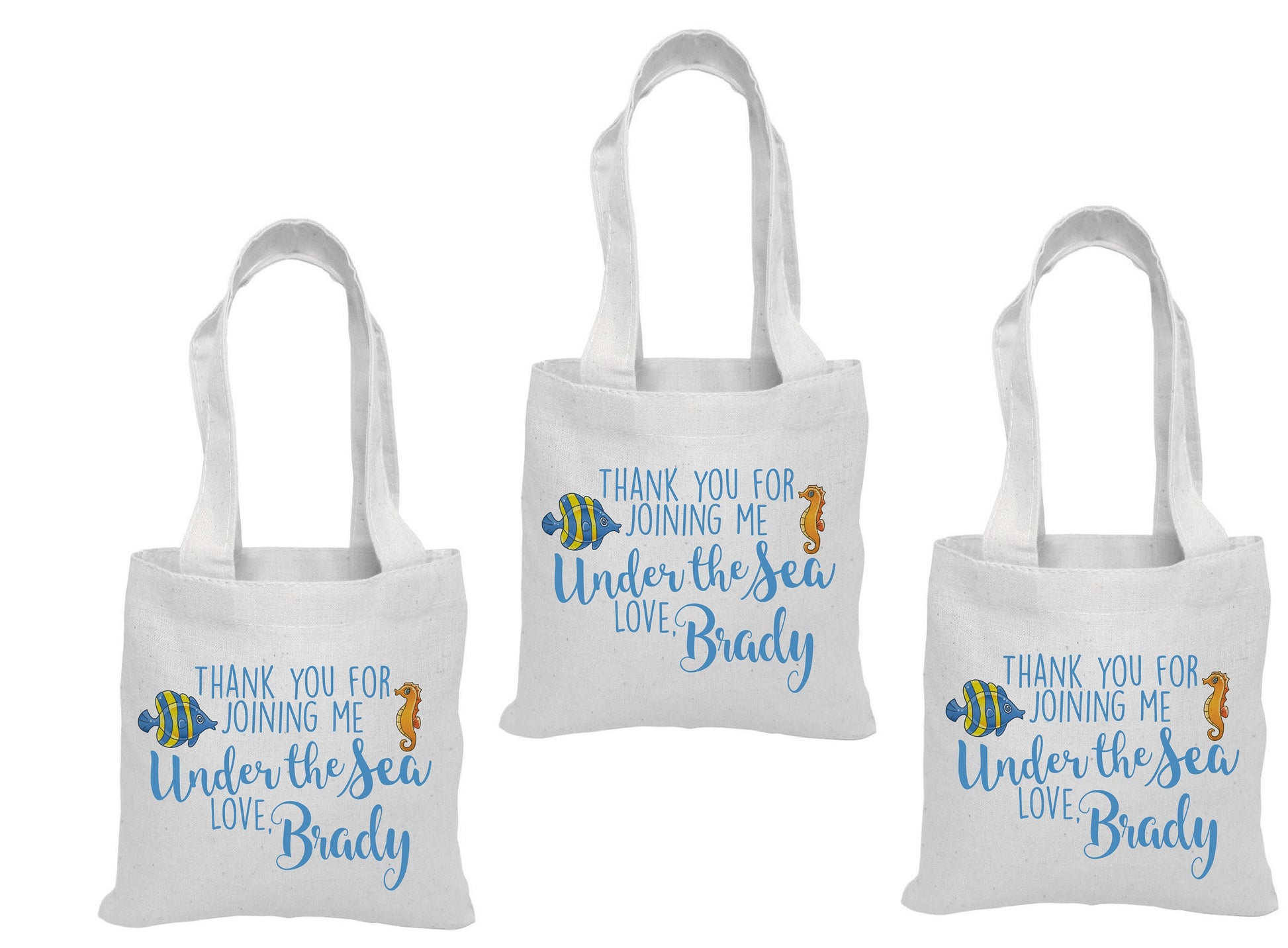 Custom Under The Sea Party Favor Bags - Set of Three Bags