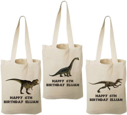 Custom Dinosaur Party Favor Bags - Set of Three Bags