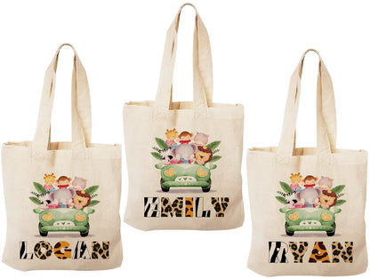 Custom Safari Party Favor Bags - Set of Three Bags - Personalized with Guest Names