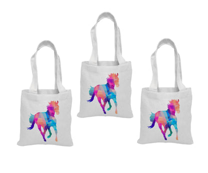 Rainbow Horse Party Favor Bags – Cotton Tote, Set of 3