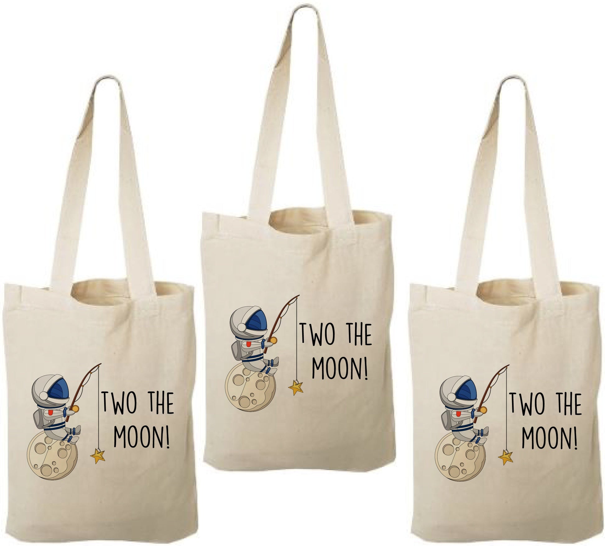 Two The Moon Cotton Favor Bags: Space Birthday Party, Set of 3
