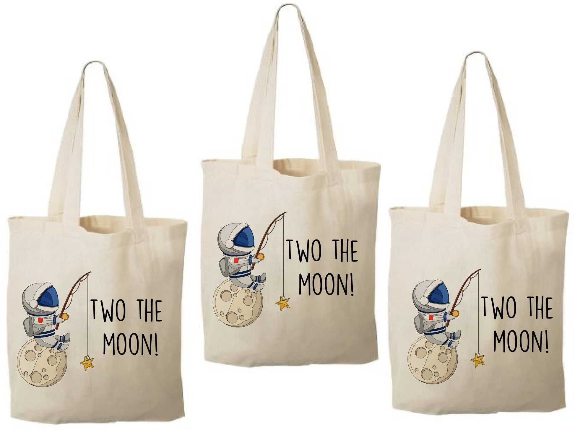 Two The Moon Cotton Favor Bags: Space Birthday Party, Set of 3