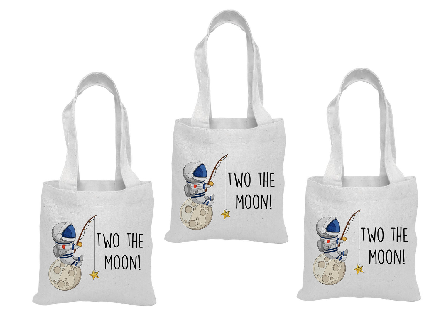 Two The Moon Cotton Favor Bags: Space Birthday Party, Set of 3