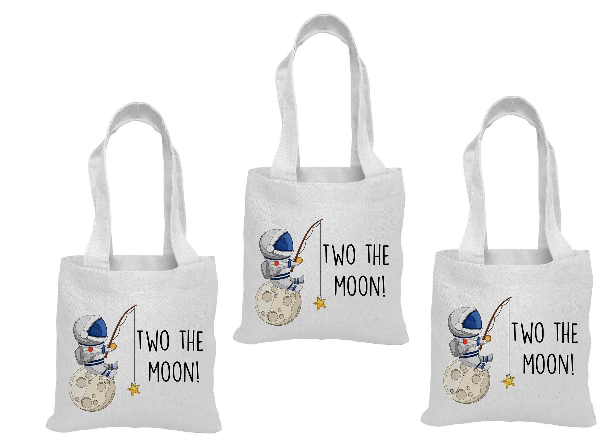 Two The Moon Cotton Favor Bags: Space Birthday Party, Set of 3