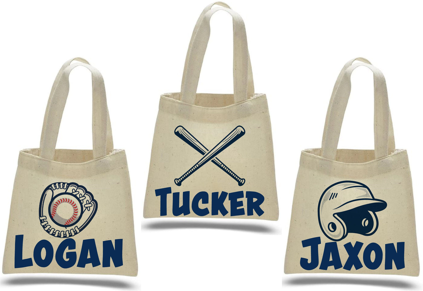 Custom Baseball Party Favor Bags - Perfect for Baseball Themed Parties & Events - Set of Three Bags Personalized with Names