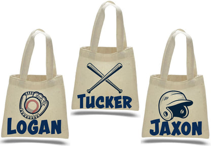 Custom Baseball Party Favor Bags - Perfect for Baseball Themed Parties & Events - Set of Three Bags Personalized with Names