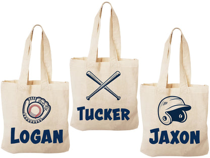 Custom Baseball Party Favor Bags - Perfect for Baseball Themed Parties & Events - Set of Three Bags Personalized with Names