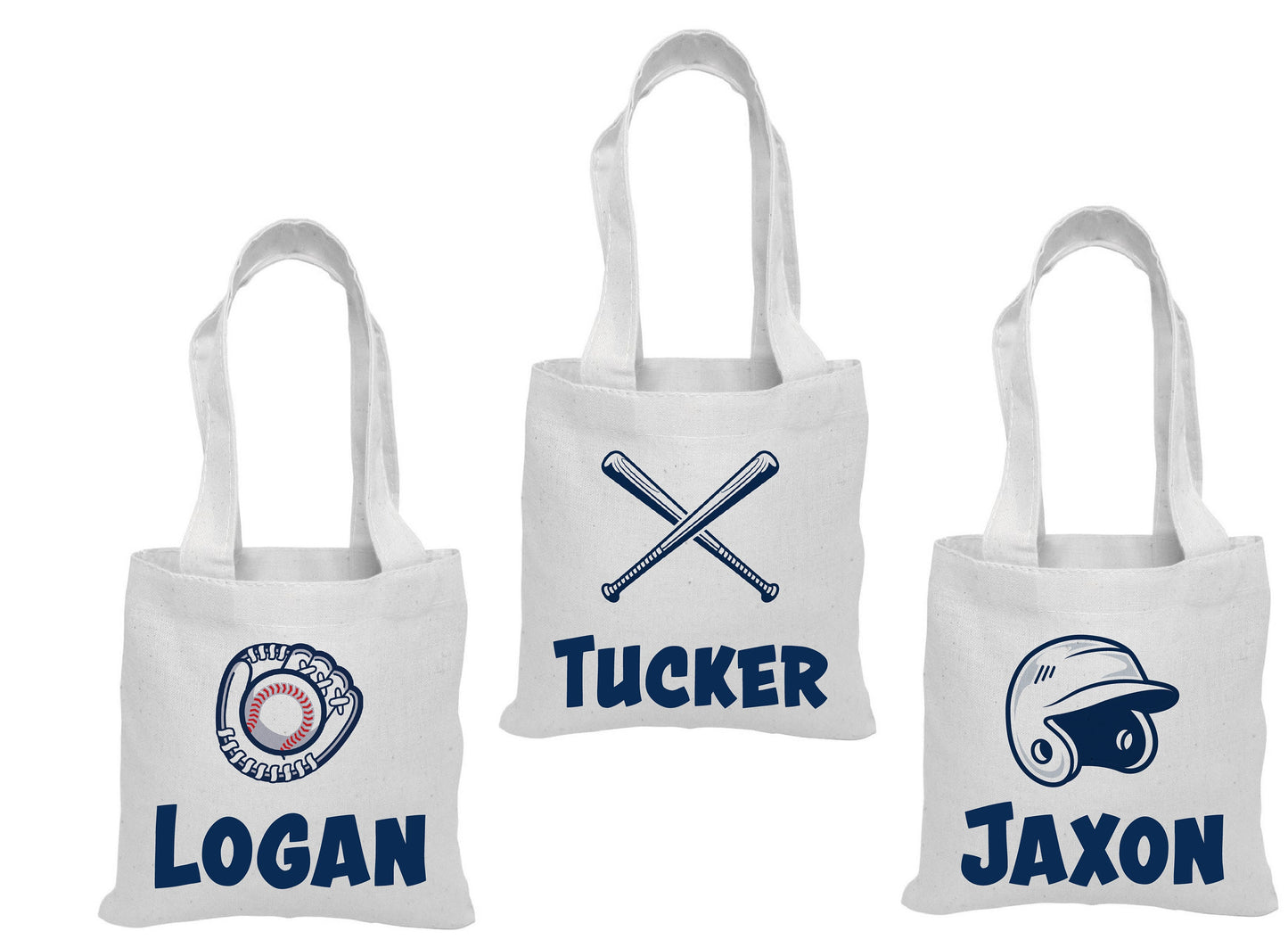 Custom Baseball Party Favor Bags - Perfect for Baseball Themed Parties & Events - Set of Three Bags Personalized with Names
