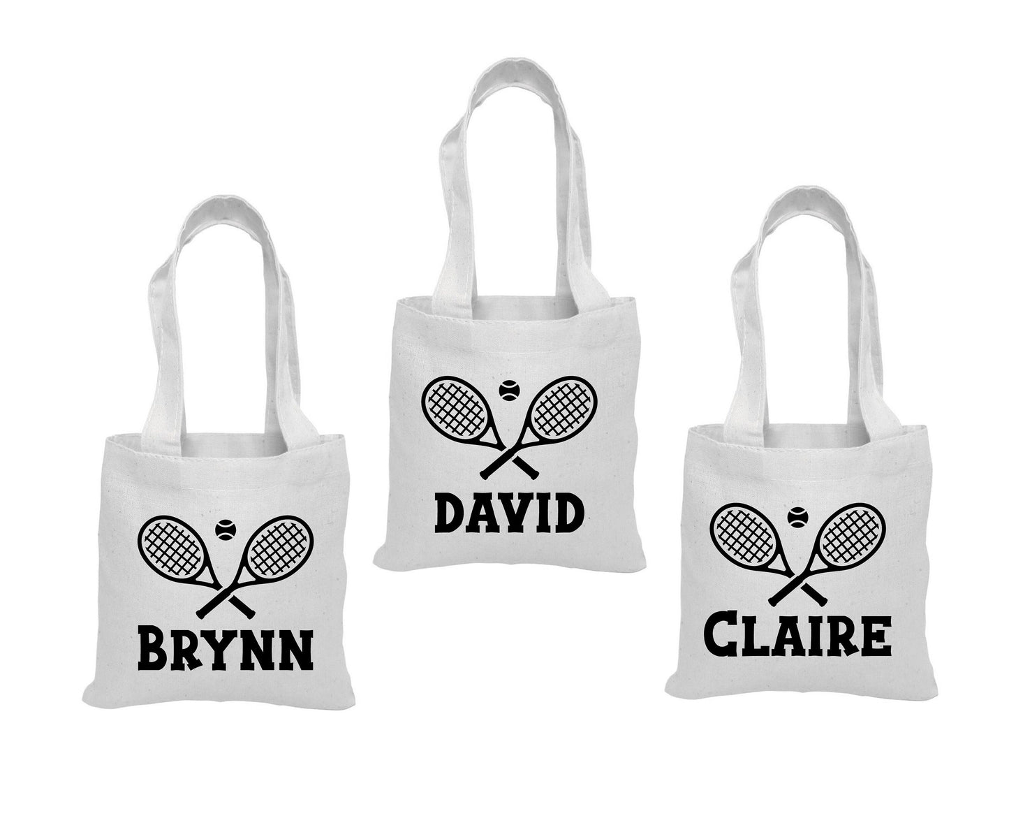 Personalized Tennis Party Favor Bags - Set of Three - Perfect for Tennis Themed Parties!