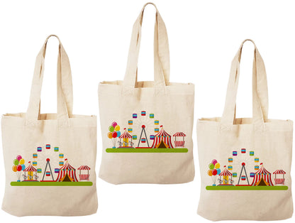 Set of three Carnival Party Favor Bags - Perfect for Carnival Themed Parties! - Cotton bags with handles - Reusable