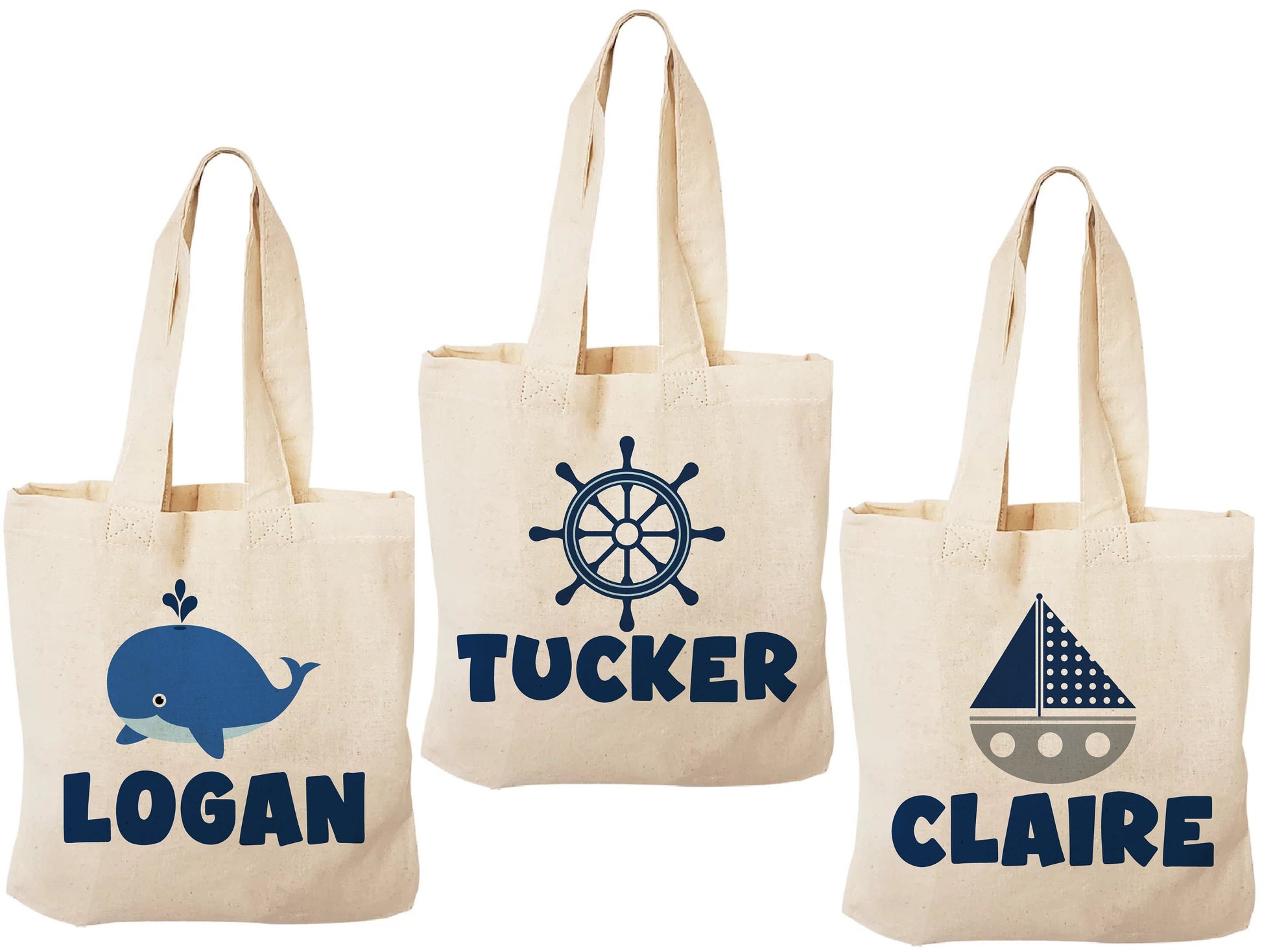 Nautical Party Favor Bags, Whale Birthday Treat Bags, Set of 3