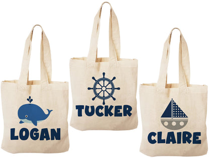 Nautical Party Favor Bags, Whale Birthday Treat Bags, Set of 3