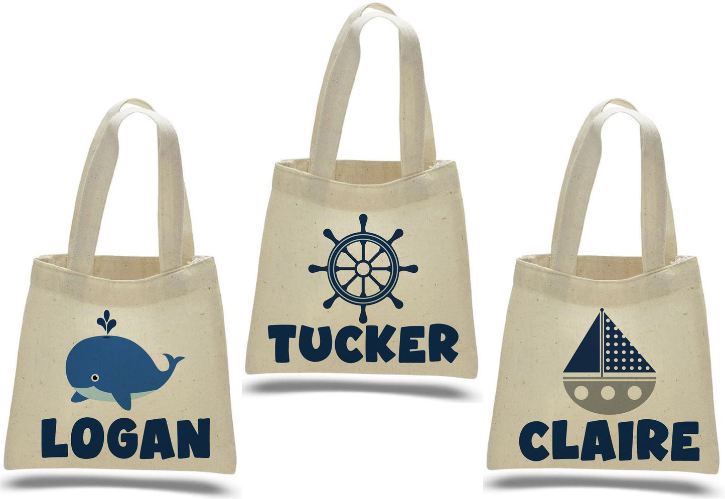 Nautical Party Favor Bags, Whale Birthday Treat Bags, Set of 3
