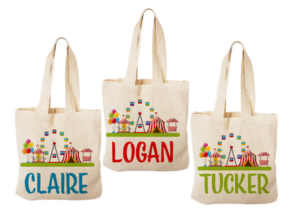 Personalized Carnival Party Favor Bags - Set of Three Bags