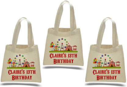 Custom Carnival Party Favor Bags - Perfect for Carnival or Circus Themed Parties and Events - Personalized with Event Details - Set of Three