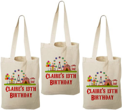 Custom Carnival Party Favor Bags - Perfect for Carnival or Circus Themed Parties and Events - Personalized with Event Details - Set of Three